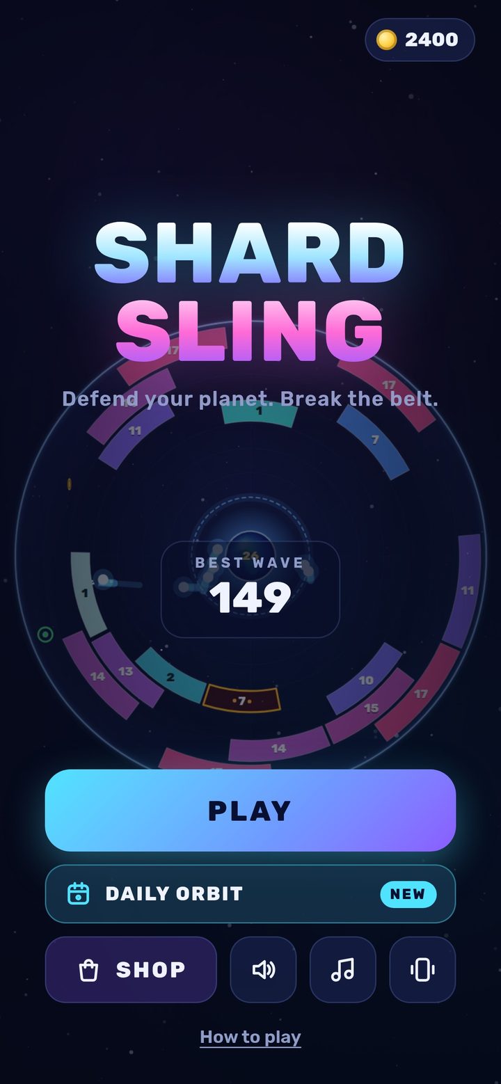 Shardsling home screen